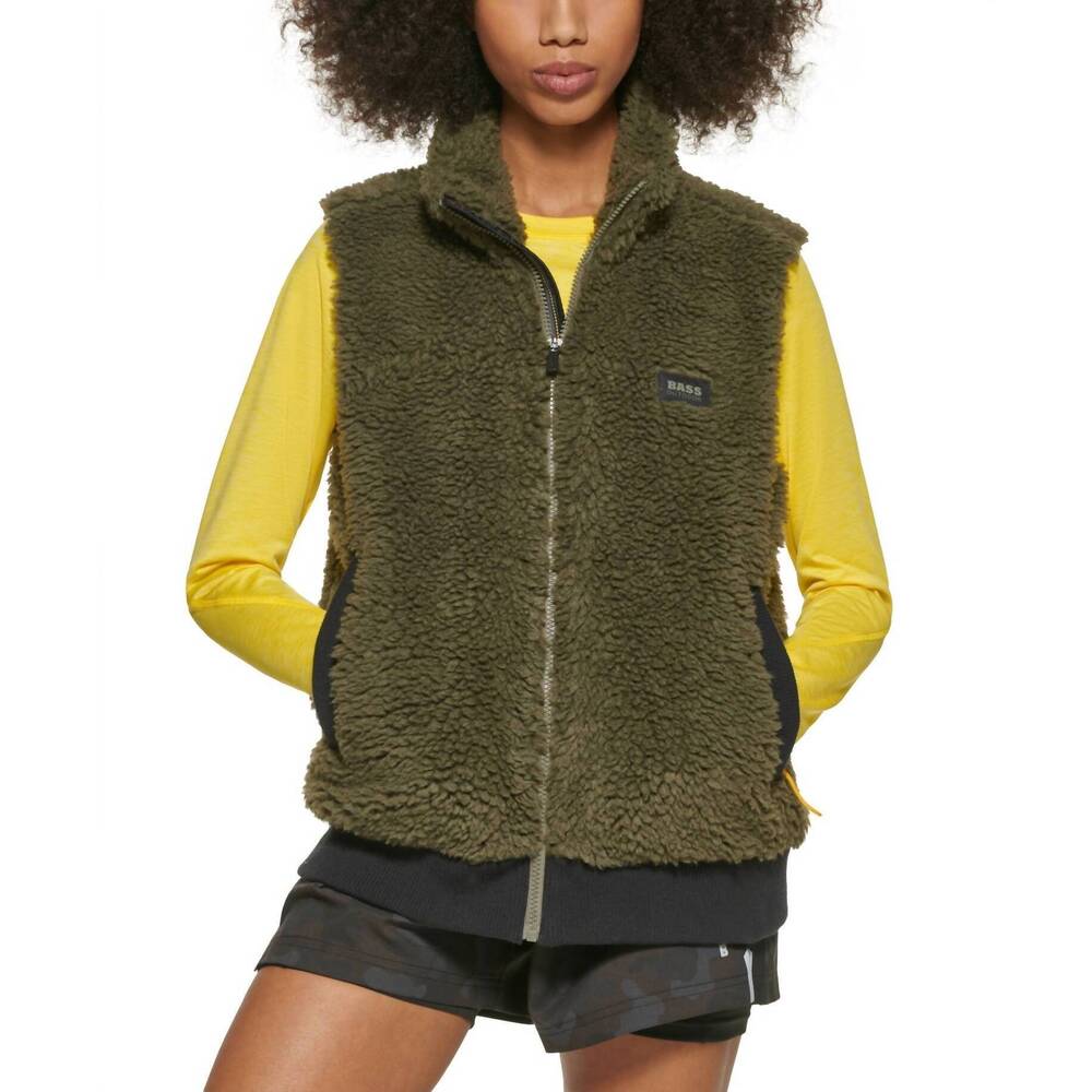 NEW BASS OUTDOOR women's route hiking faux sherpa vest in sea turtle